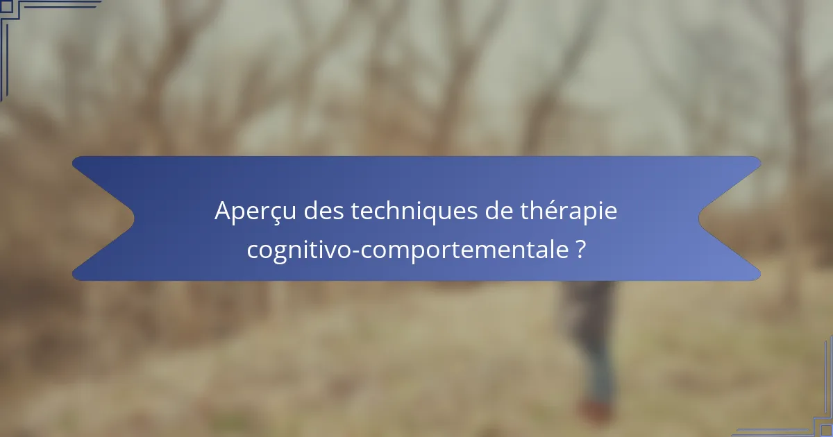 Aperçu des techniques de thérapie cognitivo-comportementale ?