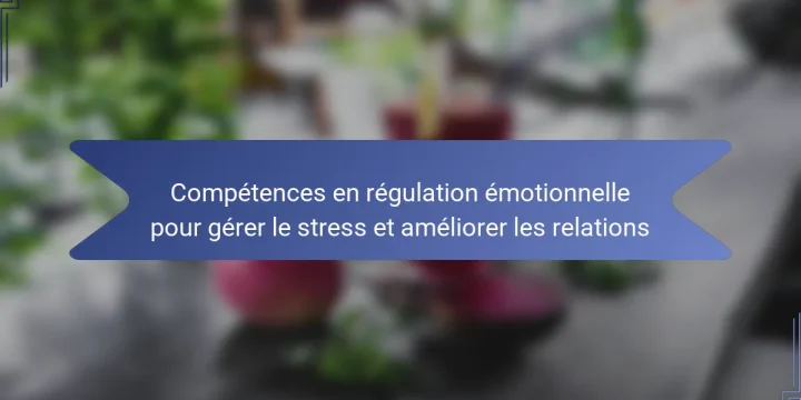 Compétences en régulation émotionnelle pour gérer le stress et améliorer les relations
