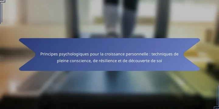 Principes psychologiques pour la croissance personnelle : techniques de pleine conscience, de résilience et de découverte de soi