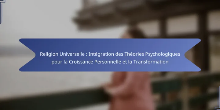Religion Universelle : Intégration des Théories Psychologiques pour la Croissance Personnelle et la Transformation