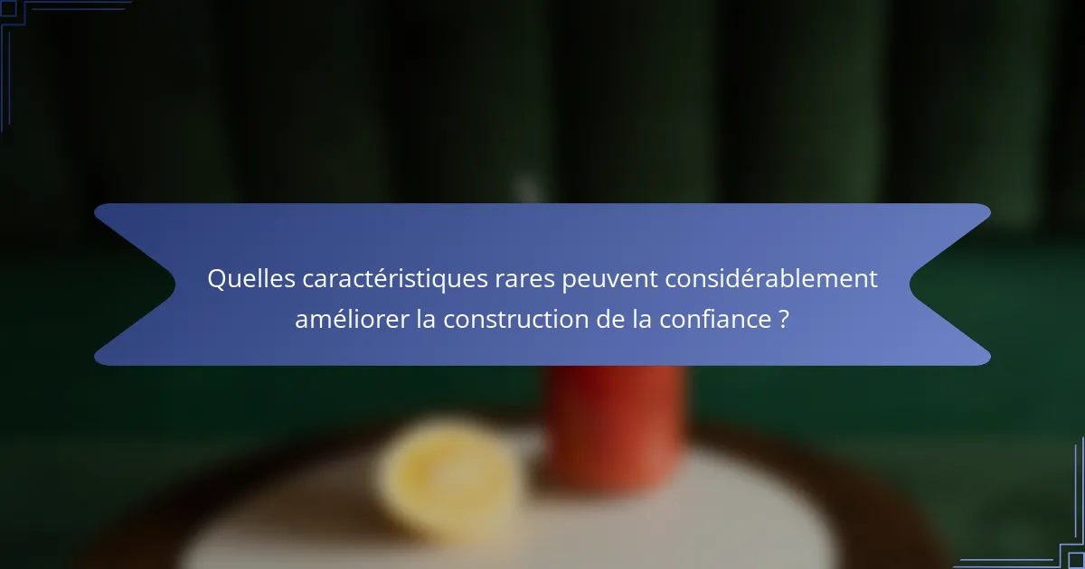 Quelles caractéristiques rares peuvent considérablement améliorer la construction de la confiance ?