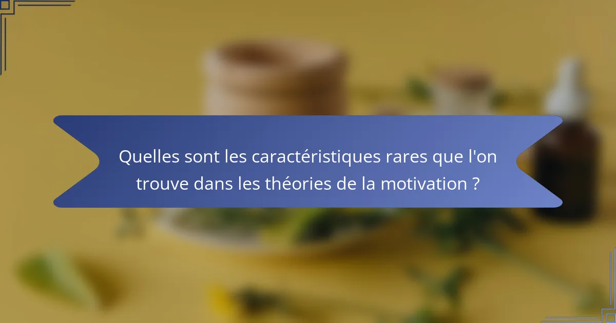 Quelles sont les caractéristiques rares que l'on trouve dans les théories de la motivation ?