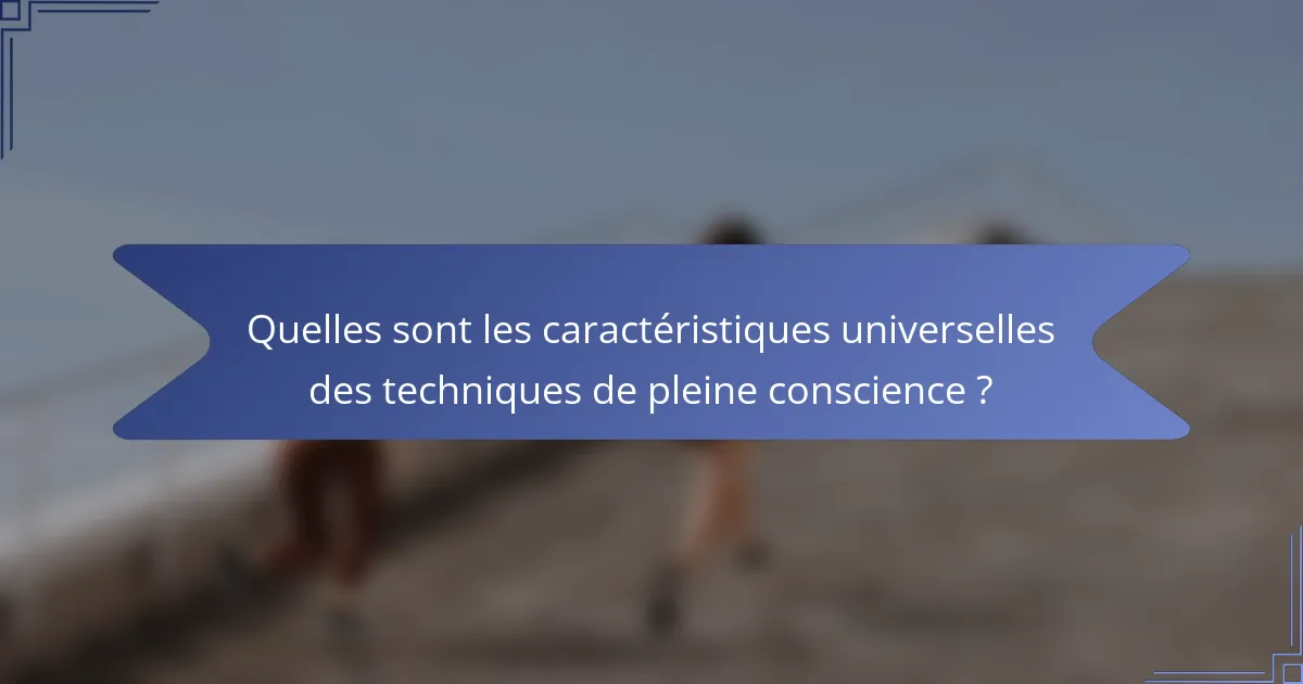 Quelles sont les caractéristiques universelles des techniques de pleine conscience ?