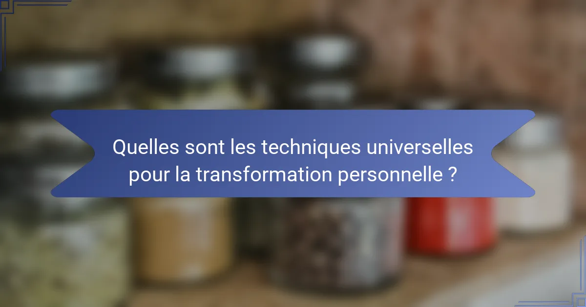 Quelles sont les techniques universelles pour la transformation personnelle ?