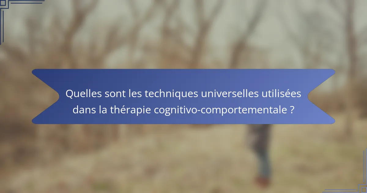Quelles sont les techniques universelles utilisées dans la thérapie cognitivo-comportementale ?