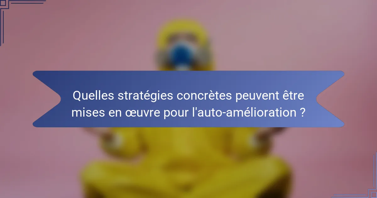 Quelles stratégies concrètes peuvent être mises en œuvre pour l'auto-amélioration ?