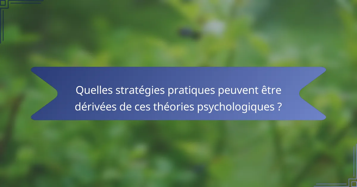 Quelles stratégies pratiques peuvent être dérivées de ces théories psychologiques ?