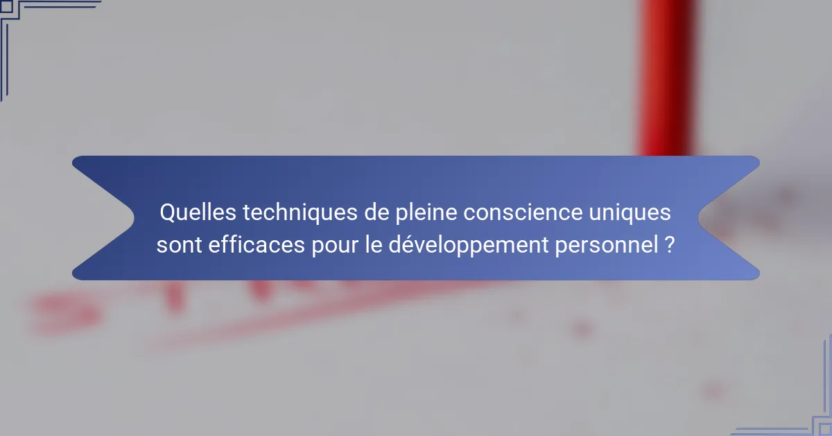 Quelles techniques de pleine conscience uniques sont efficaces pour le développement personnel ?