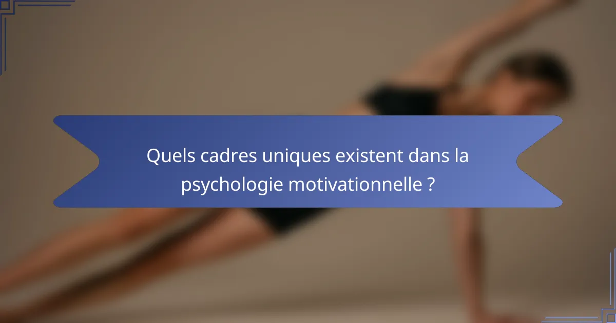 Quels cadres uniques existent dans la psychologie motivationnelle ?