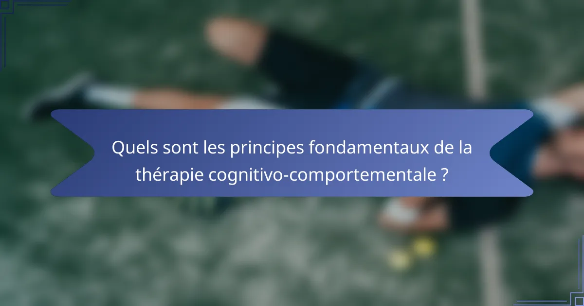 Quels sont les principes fondamentaux de la thérapie cognitivo-comportementale ?