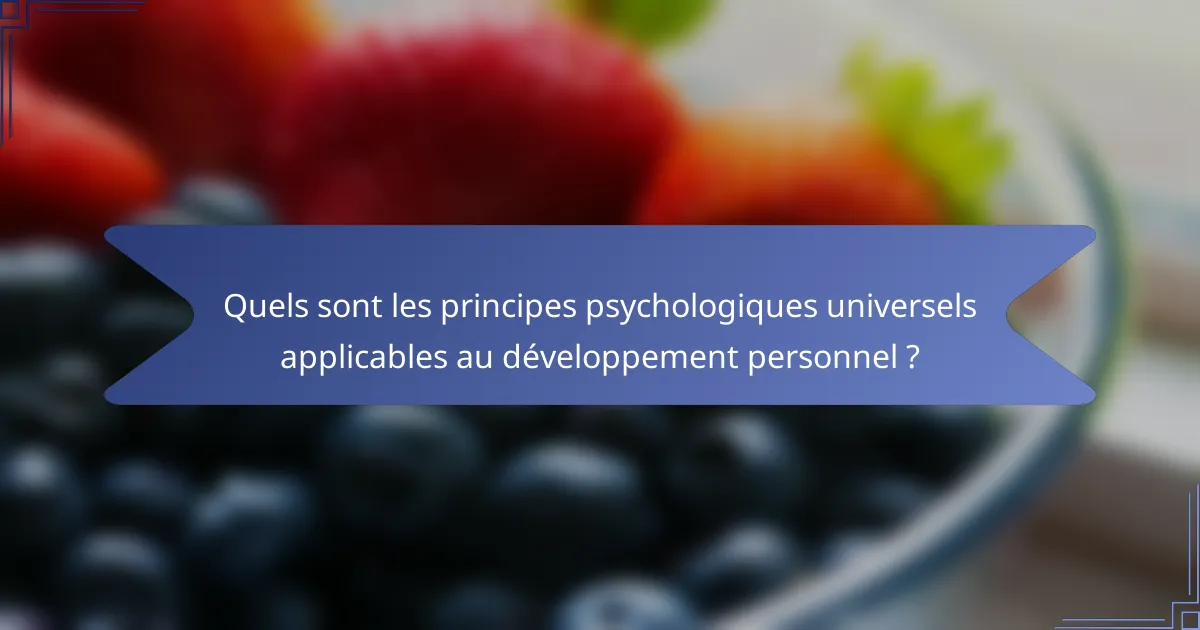 Quels sont les principes psychologiques universels applicables au développement personnel ?